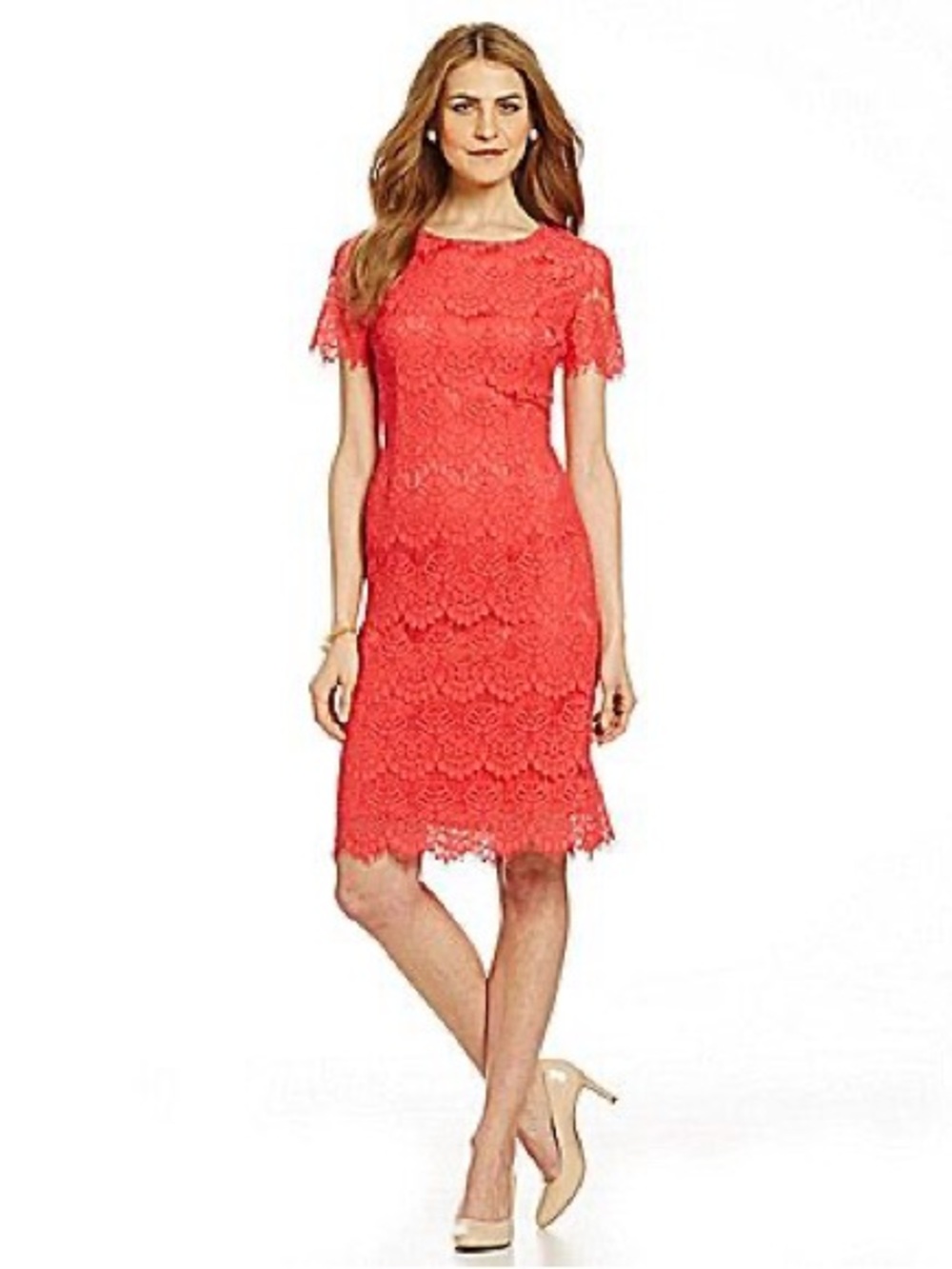 Preston & York Coral Lace Midi Dress
